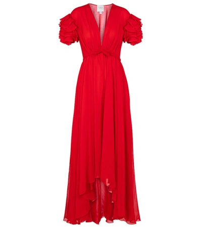 Giambattista Valli Ruffled Silk Crêpe Gown In Red