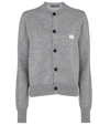 Acne Studios Keve Face Patch Wool Cardigan In Grey