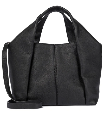 Tod's Shirt Small Leather Tote In Black