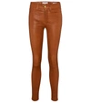 Frame Le High Skinny Skinny Leather Trousers In Tobacco