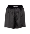 Tom Ford Velvet-trimmed Silk-blend Satin Shorts In Nero