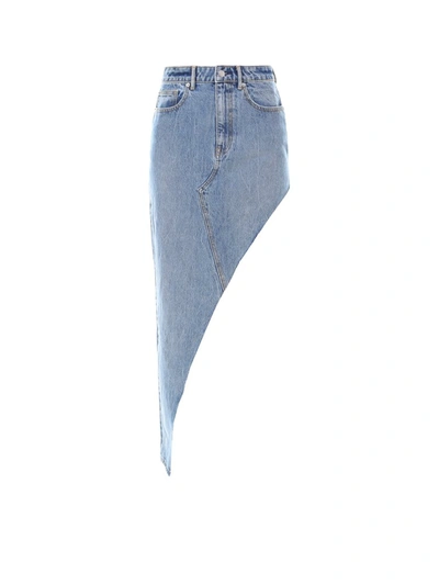 Alexander Wang High Rise Asymmetric Denim Skirt In Light Wash