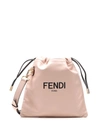 FENDI FENDI LOGO PRINT SMALL BUCKET BAG