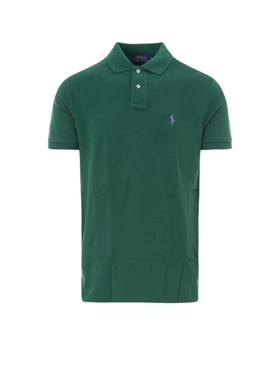 Polo Ralph Lauren White Embroidery Polo Shirt In Green