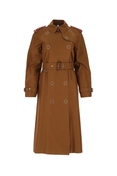 Burberry Caramel Cotton Trench Coat Camel  Donna 4