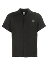 Visvim Irving Camp-collar Logo-embroidered Printed Twill Shirt In Black
