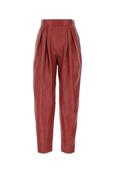 Alberta Ferretti High Waist Leather Pants In Red