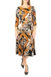 Nina Leonard Floral Scoop Neck Midi Dress In Bkneutrlmu