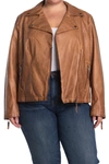 Max Studio Maxstudio Washed Faux Leather Moto Jacket In Cognac