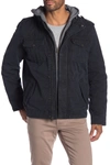 Levi's Washed Cotton Faux Shearling Lined Hooded Military Jacket In Navy