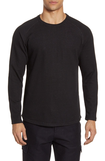 Acyclic Long Sleeve Knit Slim Raglan T-shirt In Black