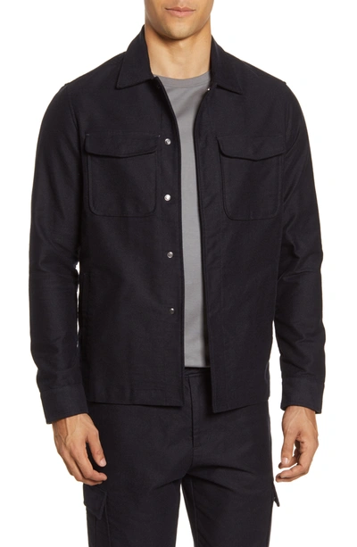 Acyclic Slim Pocket Shirt Jacket In Navy