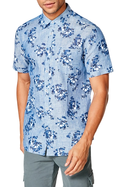 Good Man Brand Slim Fit On Point Short Sleeve Shirt In Indigo Tulum Floral
