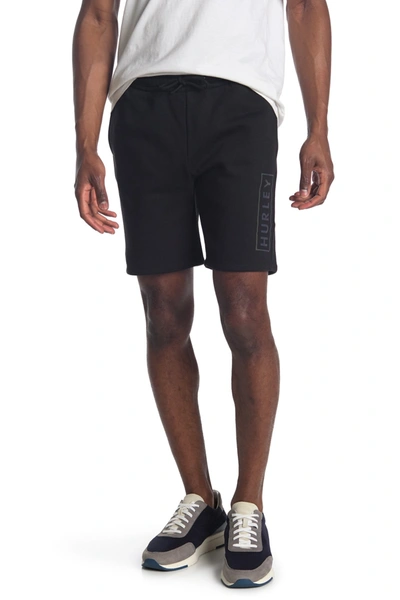 Hurley Boxed Logo Fleece Shorts In Black
