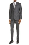 EMPORIO ARMANI G LINE TRIM FIT PLAID WOOL SUIT,8059823401596