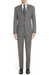 EMPORIO ARMANI TRIM FIT SHARKSKIN WOOL SUIT,8050941197415