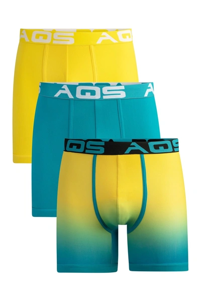 Aqs Ombre Boxer Briefs In Yellow/teal Ombre
