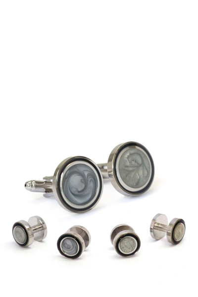 Hart Schaffner Marx Rhodium Plated Formal Cuff Link Set In Silver