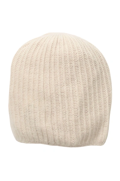 Portolano Rib Knit Cashmere Beanie In Yogi Ivory