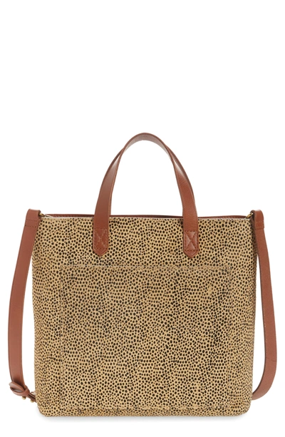 Madewell The Zip Top Small Spotted Calf Hair Transport Crossbody Bag In Autumn Gold Multi