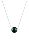 Splendid Pearls 8-8.5mm Tahitian Pearl Slider Pendant Necklace In Natural Black