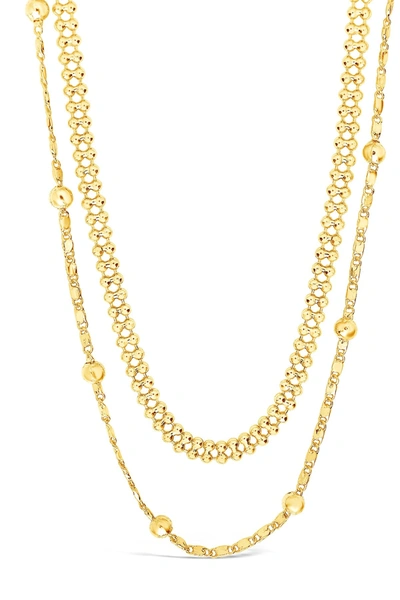 Sterling Forever 14k Gold Plated Layered Beaded Chain Necklace