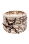 EFFY STERLING SILVER BLACK & WHITE DIAMOND STARFISH TEXTURED BAND,617892448027