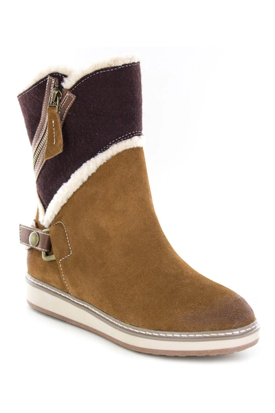 White Mountain Footwear Teague Suede Faux Fur Lined Boot In Whiskey Suede