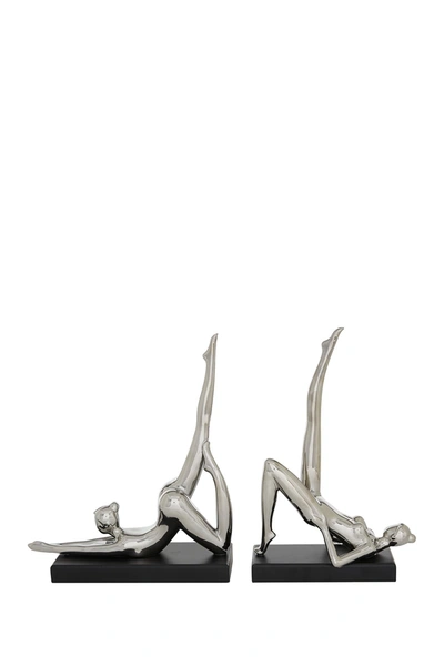 Venus Williams Silver Ceramic Yoga Figurine Sculpture, 2-piece Set