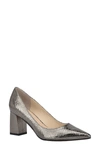 Marc Fisher Ltd Zala Block Heel Pump In Pewter Snake Print Leather