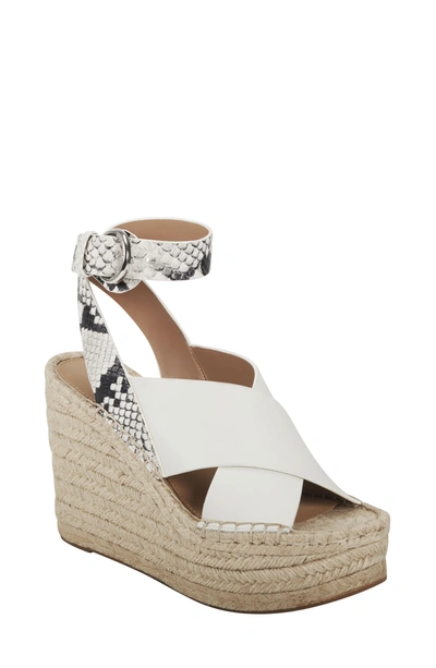 Marc Fisher Ltd Abacia Wedge Sandal In Chic Cream/ Grey Leather