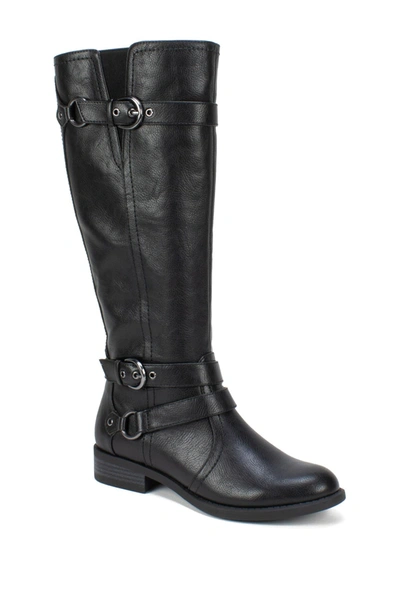 White Mountain Footwear Loyal Tall Faux Leather Riding Boot In Black/smooth