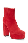 Vince Camuto Leslieon Square Toe Platform Boot In Ramba Red Suede