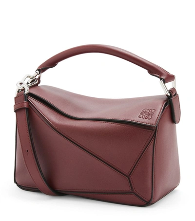 Loewe Puzzle' Geometric Panel Small Leather Bag In Burgundy
