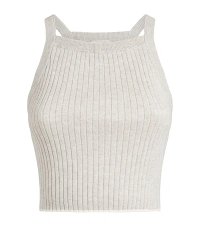 Skin Mariya Cropped Ribbed Cotton And Cashmere-blend Tank In Light Heather Grey