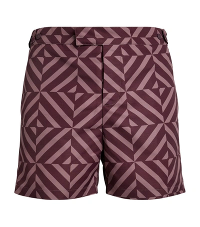 Frescobol Carioca Angra Tile-print Tailored Swim Shorts In Purple