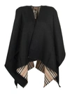 BURBERRY ICON STRIPE DETAIL WOOL CAPE,11697346