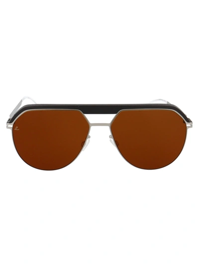 Mykita Ml02 Sunglasses In 471 Mh49 Pitchblack/msl Leica Amber Solid