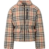 BURBERRY BEIGE JACKET FOR GIRL WITH VINTAGE CHECKS,11697317