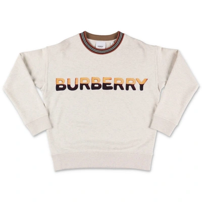 Burberry Kids' White Melange Confectionery Logo Print Sweatshirt In Grigio
