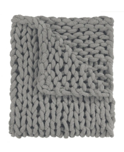 American Heritage Textiles Chenille Knitted Throw, 40" L X 50" W In Light Gray
