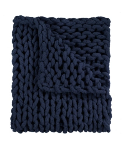 American Heritage Textiles Chenille Knitted Throw, 40" X 50" In Navy