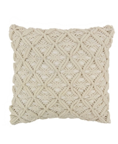 American Heritage Textiles Crochet Decorative Pillow, 18" X 18" In Natural