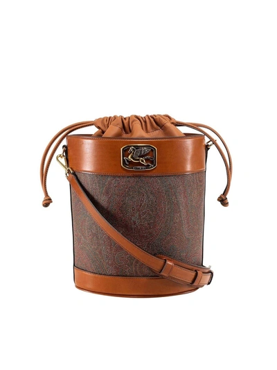 Etro Printed Coated Canvas & Leather Bag In Brown