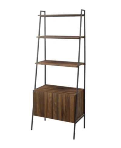 Walker Edison Industrial Wood Ladder Bookcase In Brown