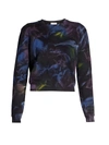 Saint Laurent Women's Cropped Logo Tie-dye Sweater In Blue Multi