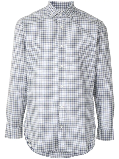 Kent & Curwen Gingham Checked Long-sleeved Shirt In Blue