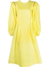 Msgm Long-sleeve A-line Dress In Yellow