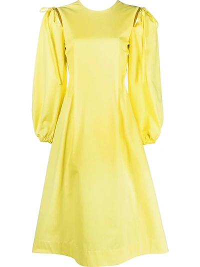 Msgm Long-sleeve A-line Dress In Yellow