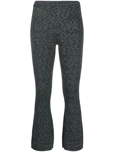 Theory Ribbed-knit Flared Trousers In Black